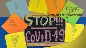  Presentation with epidemic - Slides consisting of chalk-inscription-stop-coronavirus-covid background and a gold colored foreground