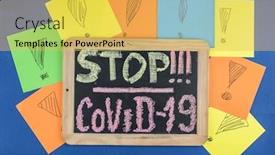  Presentation with epidemic - Beautiful presentation featuring chalk-inscription-stop-coronavirus-covid backdrop and a yellow colored foreground