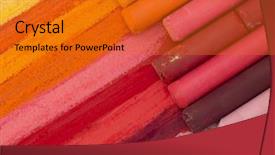  Presentation with crayons - Slide deck having industrial spot nut auto welding background and a gold colored foreground