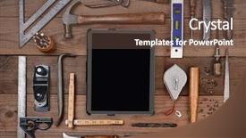  Presentation with computer hardware tools - Slide deck consisting of contractors well used tools horizontal background and a tawny brown colored foreground