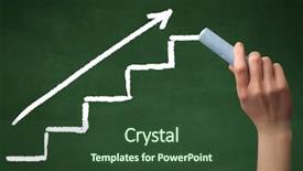  Presentation with green chalkboard - Cool new slides with chalk line - stairs heading upwards backdrop and a tawny brown colored foreground