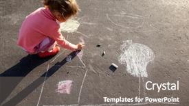  Presentation with child tree - Audience pleasing slides consisting of chalk on asphalt child drawing backdrop and a gray colored foreground