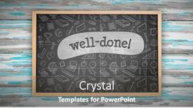  Presentation with done - Audience pleasing presentation theme consisting of chalkboard against well-done against black background backdrop and a dark gray colored foreground