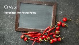  Presentation with peppers - Colorful theme enhanced with chalkboard-and-red-chili-peppers backdrop and a gray colored foreground
