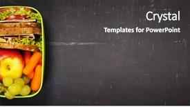  Presentation with text box - Beautiful theme featuring chalkboard background healthy eating habits backdrop and a dark gray colored foreground