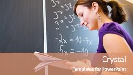  Presentation with student writing teacher - Beautiful slide deck featuring chalkboard blackboard during a math backdrop and a coral colored foreground