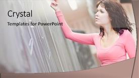  Presentation with student writing teacher - Beautiful theme featuring chalkboard blackboard during chemistry class backdrop and a soft green colored foreground