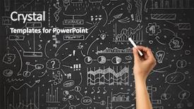  Presentation with hand holding pencil - Colorful presentation theme enhanced with chalkboard planning - female hand holding white chalk backdrop and a  colored foreground