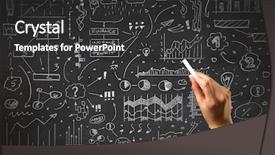  Presentation with hand holding puzzle piece - Colorful presentation enhanced with chalkboard planning - female hand holding white chalk backdrop and a  colored foreground