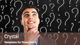  Presentation with questions answers - Presentation consisting of chalkboard questions - man looking for answers background and a tawny brown colored foreground
