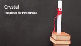  Presentation with diploma - Amazing PPT theme having chalkboard with a diploma backdrop and a dark gray colored foreground