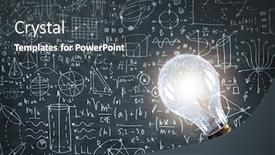  Presentation with chalkboard - Beautiful presentation theme featuring chalkboard-with-formulas-mixed-media backdrop and a dark gray colored foreground