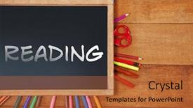  Presentation with reading - Slide set consisting of chalkboard with multi colored equipment background and a red colored foreground