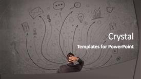  Presentation with chalkboard - Slide deck having chalkboard with sketched arrow background and a gray colored foreground