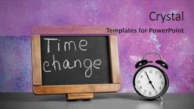  Presentation with change - Amazing slide deck having chalkboard with text time change backdrop and a coral colored foreground