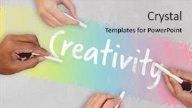  Presentation with hands holding - Slide deck featuring chalks against brown grocery bag background and a  colored foreground