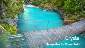  Presentation with rope - Amazing slide deck having small rope bridge over green backdrop and a teal colored foreground