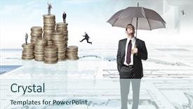  Presentation with challenge - Presentation with challenge coins - people on 3d business background background and a sky blue colored foreground