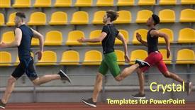  Presentation with athlete - Audience pleasing theme consisting of challenge skill - photo of young multiethnic athlete backdrop and a  colored foreground