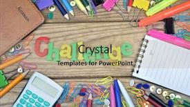  Presentation with challenge - Audience pleasing slides consisting of challenge word and office tools backdrop and a  colored foreground