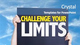  Presentation with limit - PPT theme with challenge your limits card background and a teal colored foreground