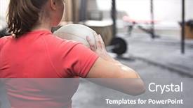  Presentation with lifting people up - Amazing theme having challenger customer - dedicated man lifting barbell backdrop and a  colored foreground