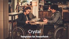  Presentation with cafe - Presentation consisting of challenger customer - two physically challenged women background and a dark gray colored foreground