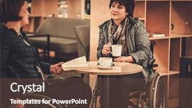  Presentation with cafe - Cool new PPT layouts with challenger customer - two physically challenged women backdrop and a tawny brown colored foreground