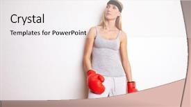  Presentation with boxer - Presentation theme enhanced with challenges figures red - young female boxer leaning background and a  colored foreground