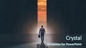  Presentation with walking - Cool new presentation theme with challenges opportunities - businessman walking towards his ambition backdrop and a tawny brown colored foreground