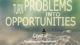  Presentation with stand - Presentation design having challenges opportunities - concept of with a person background and a gray colored foreground