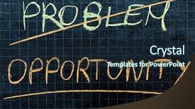  Presentation with blackboard - Audience pleasing slide deck consisting of challenges opportunities - positive concept written backdrop and a wine colored foreground