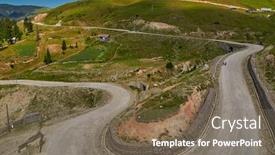  Presentation with rural road - Theme enhanced with challenging mountain unpaved road akhaltsikhe background and a violet colored foreground