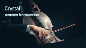  Presentation with dark - PPT theme featuring chamber - man playing on cello background and a wine colored foreground