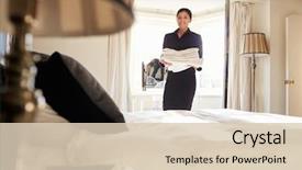  Presentation with linen - Colorful PPT theme enhanced with chambermaid carrying linen in hotel backdrop and a lemonade colored foreground