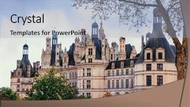  Presentation with renaissance - Theme having chambord castle - masterpiece of renaissance background and a light blue colored foreground