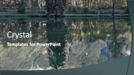  Presentation with water park - PPT theme enhanced with chamonix - a famous ski resort in the french alps magnificent snow-capped mountains reflected in the smooth water of the lake in the park background and a dark gray colored foreground