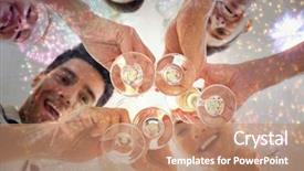  Presentation with business casual - Audience pleasing PPT theme consisting of champagne against colourful fireworks exploding backdrop and a coral colored foreground