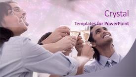  Presentation with toasting - Presentation theme with champagne against colourful fireworks exploding background and a lemonade colored foreground