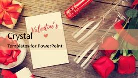  Presentation with red roses rose garden - Slides having champagne and blank greeting card background and a coral colored foreground