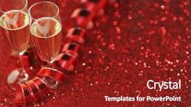  Presentation with glitter - Presentation theme with champagne and holiday gifts on red glitter background background and a tawny brown colored foreground