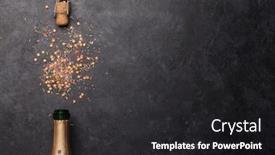  Presentation with birthday greetings - PPT theme with bottle and sweets holiday template background and a dark gray colored foreground