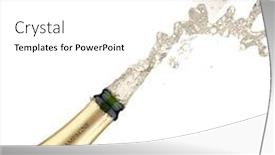  Presentation with champagne - Slide deck enhanced with champagne bottle explosion isolated on the white background background and a white colored foreground