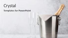  Presentation with champagne - Slide deck consisting of champagne bottle in bucket background and a white colored foreground