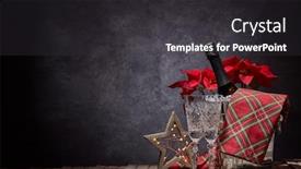  Presentation with flutes - Theme having champagne-bottle-in-bucket background and a dark gray colored foreground