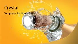  Presentation with cork - Colorful slide deck enhanced with champagne bottle ready for celebration backdrop and a  colored foreground