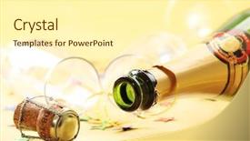  Presentation with out line of glass bottle - Audience pleasing presentation theme consisting of champagne bottle with empty glasses backdrop and a  colored foreground