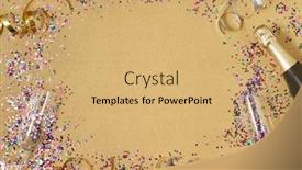  Presentation with champagne - Audience pleasing slide set consisting of champagne-bottle-with-glasses backdrop and a yellow colored foreground