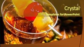  Presentation with liqueur - Colorful PPT layouts enhanced with champagne cocktail with cherry backdrop and a tawny brown colored foreground
