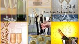  Presentation with nutrition word collage - Slide set having champagne collage background and a soft green colored foreground